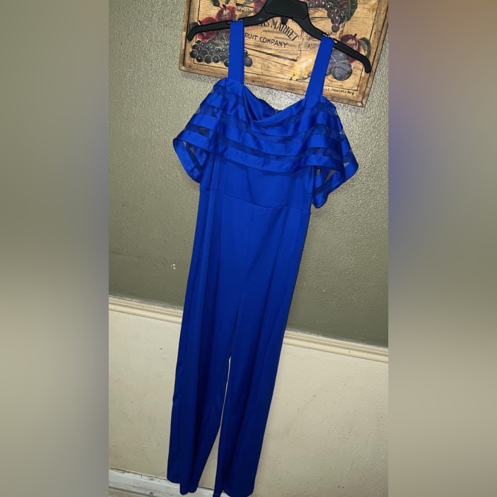 Elegant Royal blue chiffon pants suite brand new never worn.